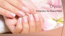  Presentation with nails manicure - Slide deck featuring beautiful woman's nails with french manicure background and a lemonade colored foreground