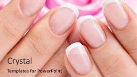  Presentation with pink nails - Audience pleasing presentation theme consisting of beautiful woman's nails with beautiful french manicure and pink rose backdrop and a coral colored foreground