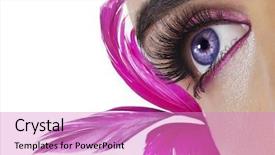  Presentation with eye - Presentation theme enhanced with beautiful woman s open eye background and a lilac colored foreground