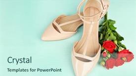  Presentation with shoes - Colorful PPT layouts enhanced with beautiful woman shoes with flowers backdrop and a cool aqua colored foreground