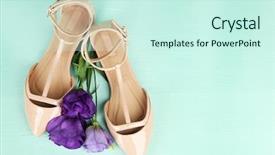  Presentation with shoes - Slides featuring beautiful woman shoes with flowers background and a cool aqua colored foreground