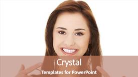  Presentation with teeth - PPT theme featuring beautiful woman showing her teeth background and a coral colored foreground