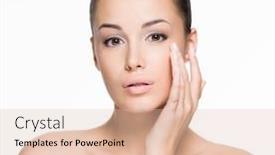  Presentation with aging - Presentation with beautiful woman shows aging process - posing at studio isolated on white background and a lemonade colored foreground