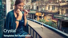  Presentation with beautiful places vietnam - Slide set consisting of beautiful woman sitting on cafe background and a  colored foreground