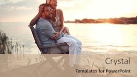  Presentation with sunset - PPT theme featuring beautiful-woman-sitting background and a soft green colored foreground