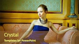  Presentation with luxury hotel - Presentation theme having woman sitting on a sofa background and a tawny brown colored foreground