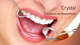  Presentation with health care consumer - Cool new PPT theme with beautiful woman smile dental health backdrop and a  colored foreground