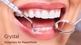  Presentation with preventive dental care - Slide deck consisting of beautiful woman smile dental health background and a  colored foreground