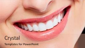  Presentation with dental - Slides with beautiful woman smile dental health background and a coral colored foreground