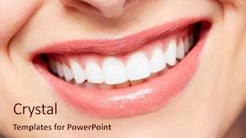  Presentation with health care - Colorful PPT theme enhanced with beautiful woman smile dental health care background backdrop and a lemonade colored foreground