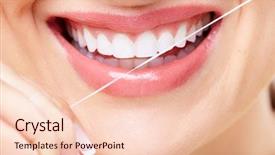  Presentation with preventive dental care - Presentation theme enhanced with beautiful woman smile dental health background and a  colored foreground