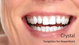  Presentation with preventive dental care - Slide deck enhanced with beautiful woman smile dental health background and a coral colored foreground