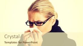  Presentation with sneezing - Amazing presentation theme having beautiful-woman-sneezing backdrop and a cream colored foreground