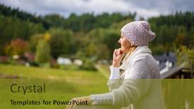  Presentation with beautiful nature - Slides with beautiful-woman-standing-on-terrace background and a gold colored foreground