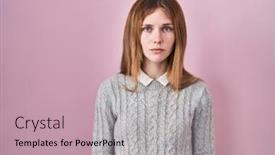  Presentation with pink simple - PPT theme consisting of beautiful-woman-standing-over-pink background and a coral colored foreground