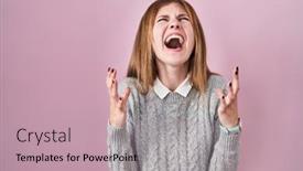  Presentation with pink - Slides featuring beautiful-woman-standing-over-pink background and a mint green colored foreground