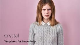  Presentation with pink - PPT layouts enhanced with beautiful-woman-standing-over-pink background and a coral colored foreground