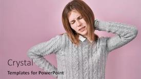  Presentation with injury - PPT theme consisting of beautiful-woman-standing-over-pink background and a  colored foreground