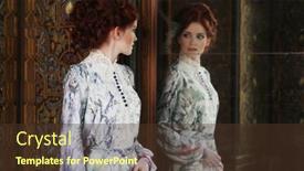  Presentation with room - Cool new presentation theme with beautiful-woman-standing backdrop and a tawny brown colored foreground