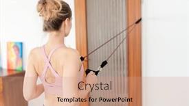  Presentation with exercise - Beautiful theme featuring beautiful-woman-staying-fit-during backdrop and a coral colored foreground