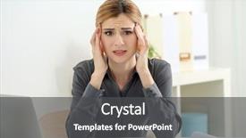  Presentation with headache - Audience pleasing slide deck consisting of beautiful woman suffering from headache backdrop and a dark gray colored foreground