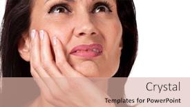  Presentation with shot - Amazing presentation theme having beautiful-woman-suffering-from-toothache backdrop and a coral colored foreground