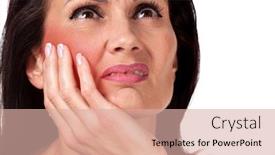  Presentation with shot - Colorful slide deck enhanced with beautiful-woman-suffering-from-toothache backdrop and a coral colored foreground