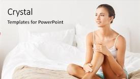  Presentation with nail salon beauty nails concept - Slide set featuring beautiful woman touching her bare background and a white colored foreground