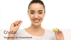  Presentation with dental floss - Colorful slide deck enhanced with beautiful woman using dental floss backdrop and a lemonade colored foreground