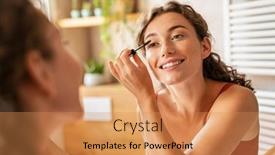  Presentation with black woman - Audience pleasing presentation theme consisting of beautiful-woman-using-mascara backdrop and a coral colored foreground