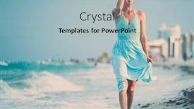  Presentation with miami beach - Audience pleasing slide set consisting of beautiful woman walking along the south beach miami usa backdrop and a light blue colored foreground