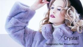  Presentation with wind energy close up portrait - Amazing slide set having beautiful woman wearing a fur backdrop and a light blue colored foreground