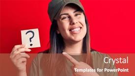  Presentation with red star - Audience pleasing slide deck consisting of beautiful-woman-wearing-cap backdrop and a red colored foreground