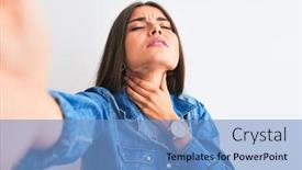  Presentation with sore throat - Beautiful theme featuring beautiful-woman-wearing-denim-shirt backdrop and a light blue colored foreground