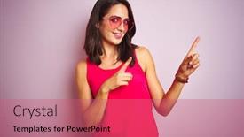  Presentation with heart hands - Amazing slide set having beautiful-woman-wearing-funny-pink backdrop and a coral colored foreground