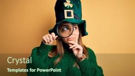  Presentation with green glass - Presentation having beautiful-woman-wearing-green-hat background and a forest green colored foreground