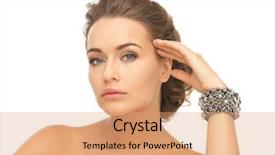 Presentation with woman covering man mouth hand - PPT layouts enhanced with beautiful woman wearing hand jewelry background and a  colored foreground