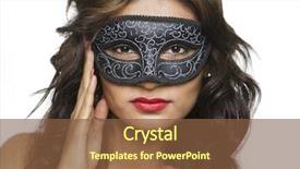  Presentation with venetian mask mardi gras - PPT layouts consisting of beautiful woman wearing mask - mardi background and a tawny brown colored foreground