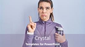  Presentation with woman sad - PPT layouts consisting of beautiful-woman-wearing-sportswear-holding background and a coral colored foreground