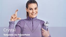  Presentation with sportswear - Theme consisting of beautiful-woman-wearing-sportswear-holding background and a  colored foreground