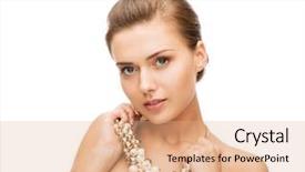  Presentation with jewelery - Slide set having beautiful woman wearing statement necklace background and a coral colored foreground