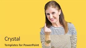  Presentation with winter - Slides having beautiful woman wearing stripes winter background and a yellow colored foreground