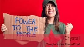  Presentation with red star - Beautiful presentation featuring beautiful-woman-wearing-t-shirt backdrop and a red colored foreground