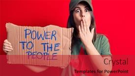  Presentation with red star - Beautiful presentation featuring beautiful-woman-wearing-t-shirt backdrop and a crimson colored foreground