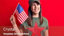  Presentation with star red - Presentation theme enhanced with beautiful-woman-wearing-t-shirt background and a tawny brown colored foreground