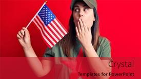  Presentation with red star - PPT layouts having beautiful-woman-wearing-t-shirt background and a crimson colored foreground