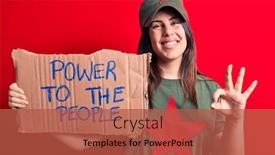  Presentation with red star - Presentation design with beautiful-woman-wearing-t-shirt background and a red colored foreground