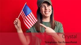  Presentation with red star - Presentation featuring beautiful-woman-wearing-t-shirt background and a crimson colored foreground