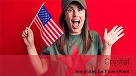  Presentation with star red - Slide set enhanced with beautiful-woman-wearing-t-shirt background and a red colored foreground