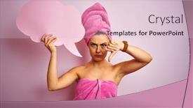  Presentation with negative - Audience pleasing presentation theme consisting of beautiful-woman-wearing-towel-holding backdrop and a lemonade colored foreground